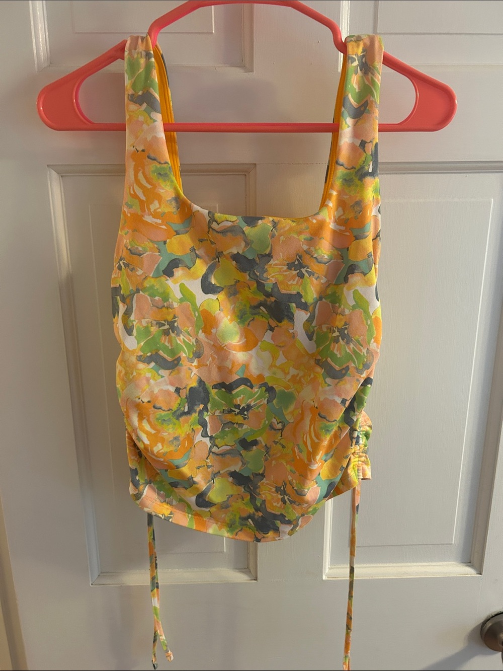 Fabletics Yellow Multi Floral Tank with Side Ties